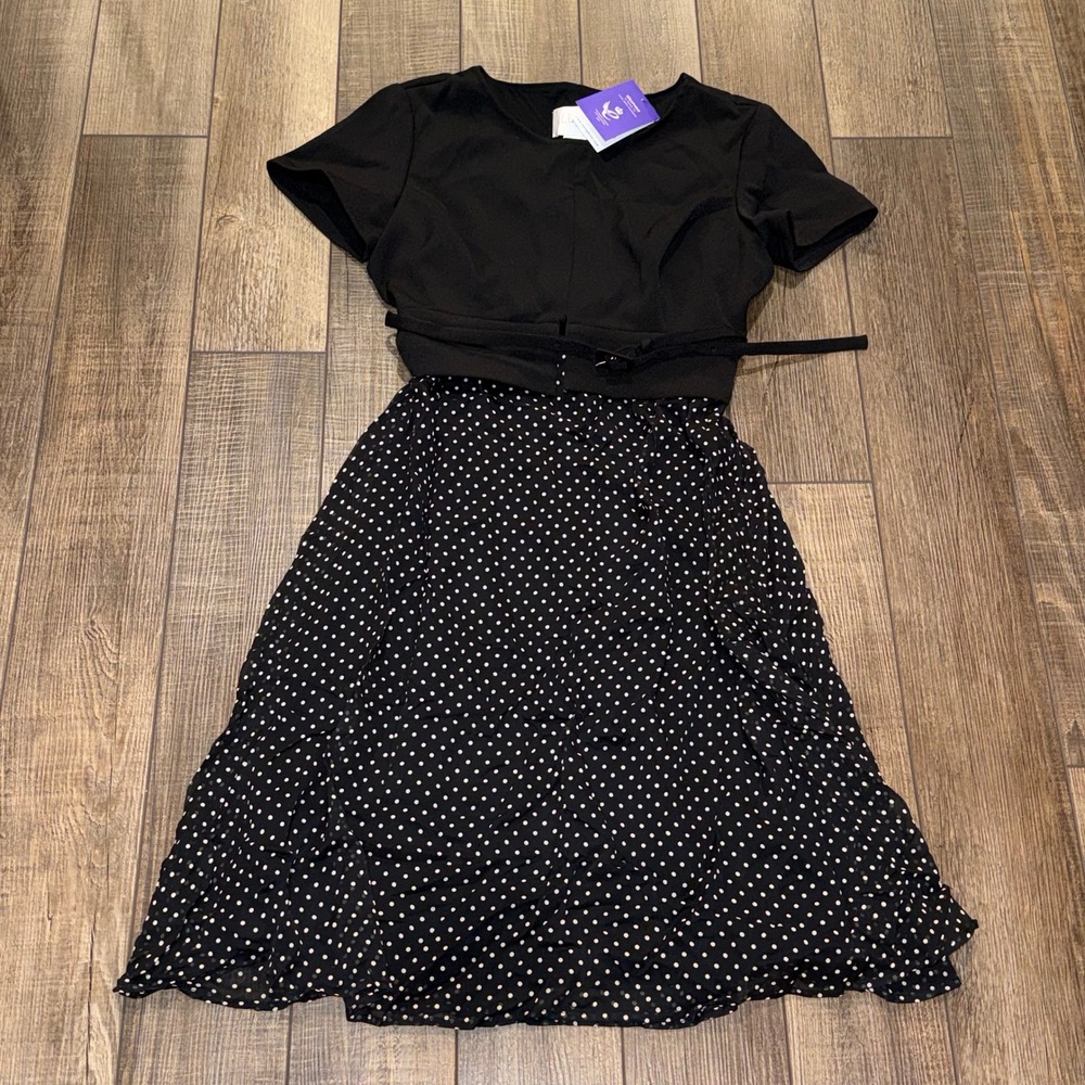 Seraphine Luxe Jill Ponte Nursing Dress Black Polka Dot Maternity Size 6 US NEW